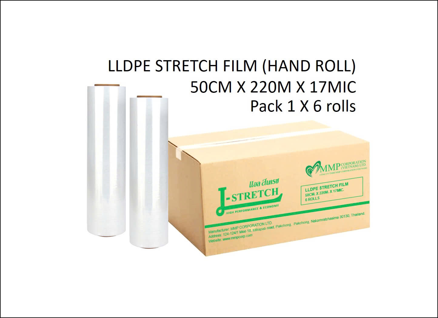MÀNG QUẤN TAY L - STRETCH 500 MM X 17 MIC X 220 M (LÕI 76MM)